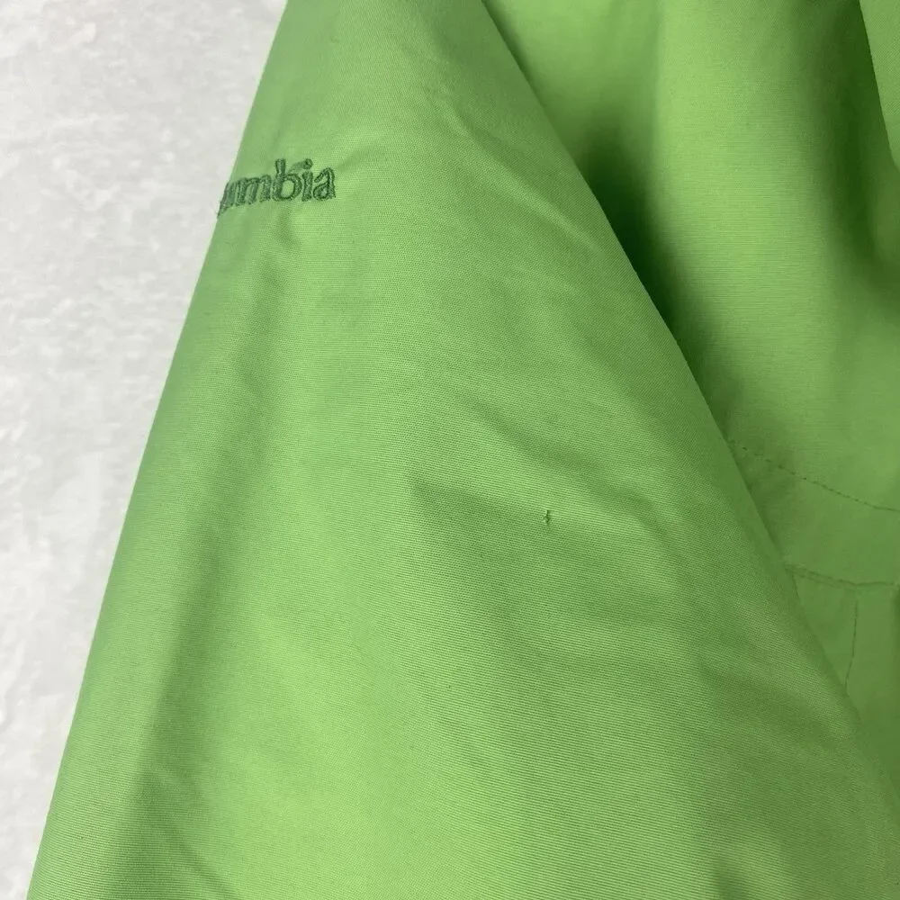Columbia Reversible Jacket Youth Girls 14/16 Green Hooded Pockets Logo Winter